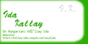 ida kallay business card